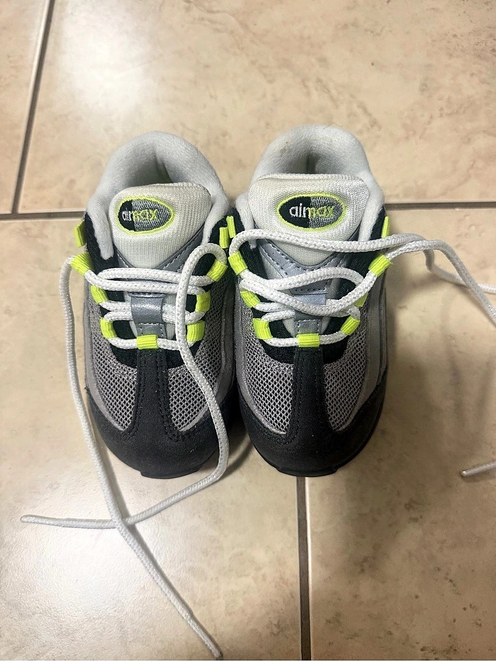 Nike Air Max 95 OG TD 'Neon' Gray & Black Athletic Shoes
